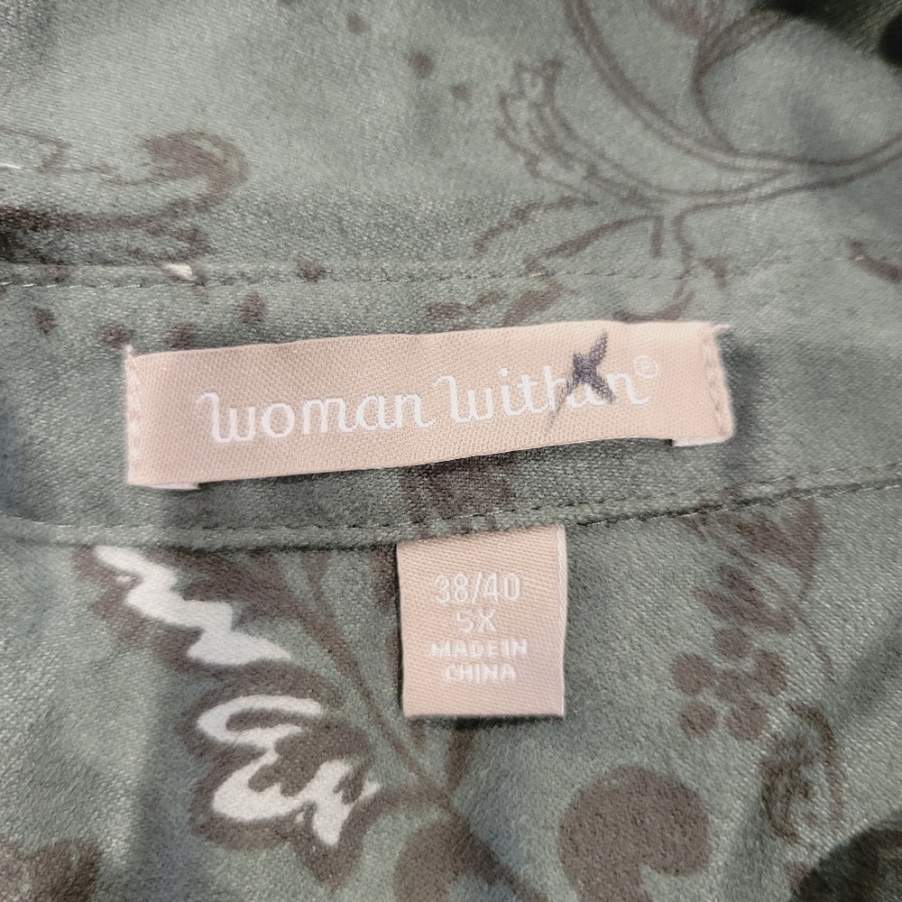 Woman within size 5x green floral boho shacket textured - Picture 5 of 7